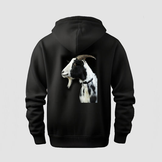 Hoodie schwarz mit Motivaufdruck Logo vorne und Rambo hinten