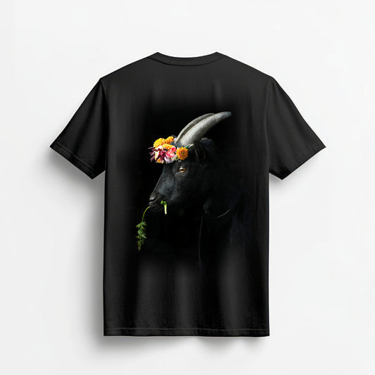 T-Shirt schwarz mit Motivaufdruck vorne Logo + Larry hinten